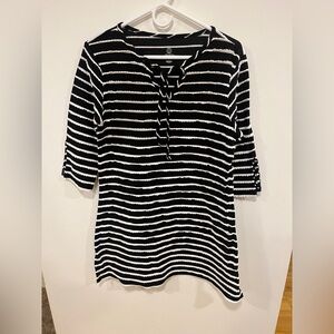 Black and White Striped Tunic Dress